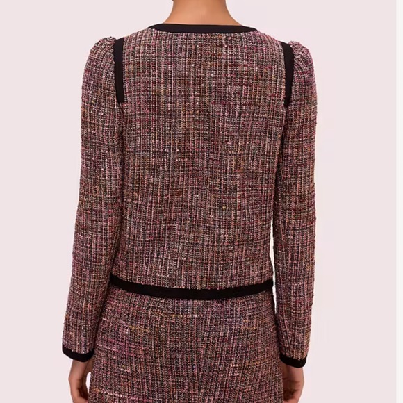 Kate Spade Puff Sleeve Tweed Jacket in Pink Plaid - Picture 3 of 11